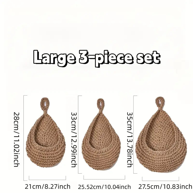 Woven Wall Hanging Basket Set – 3 Piece