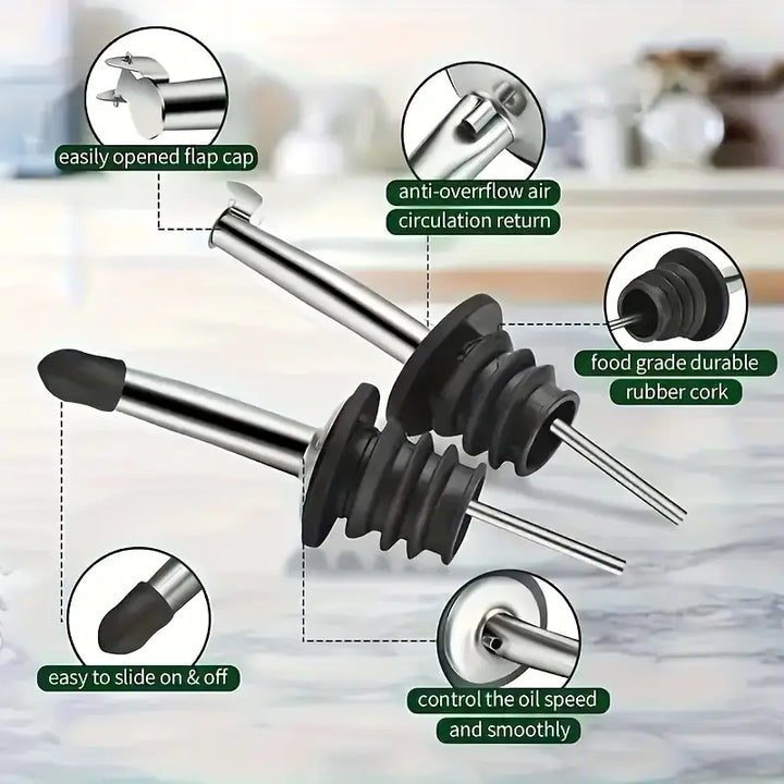 2pcs Glass Oil and Vinegar Dispenser Bottles with Pourer Spouts