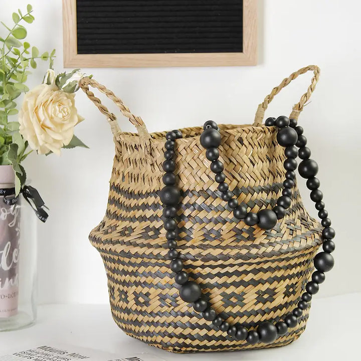 Woven Seagrass Storage Basket with Handles