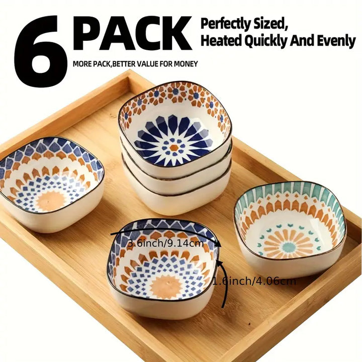 6-Piece Ceramic Dipping Bowl Set with Tray