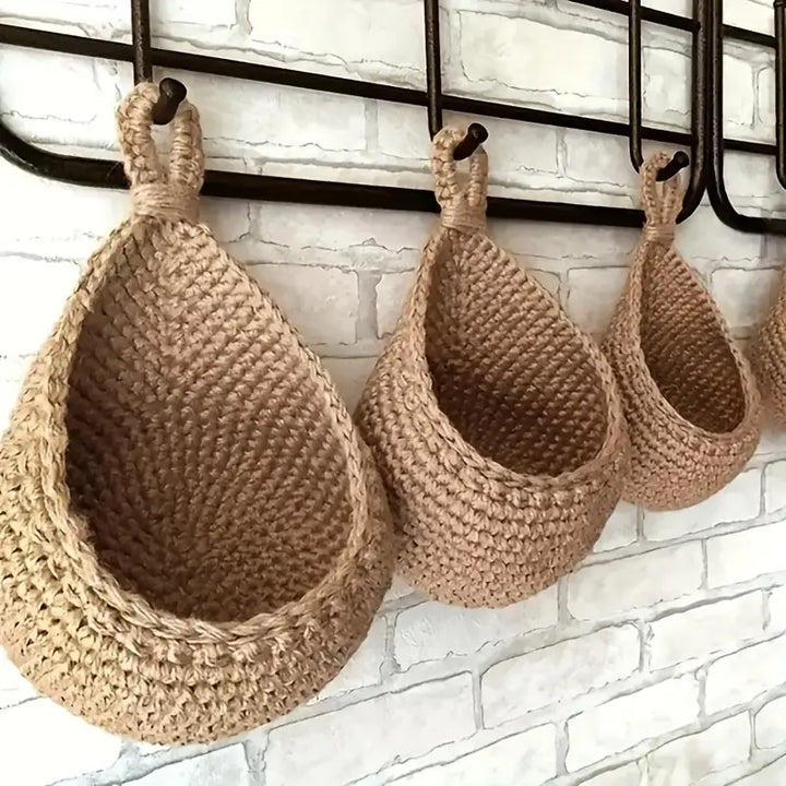 Woven Wall Hanging Basket Set – 3 Piece