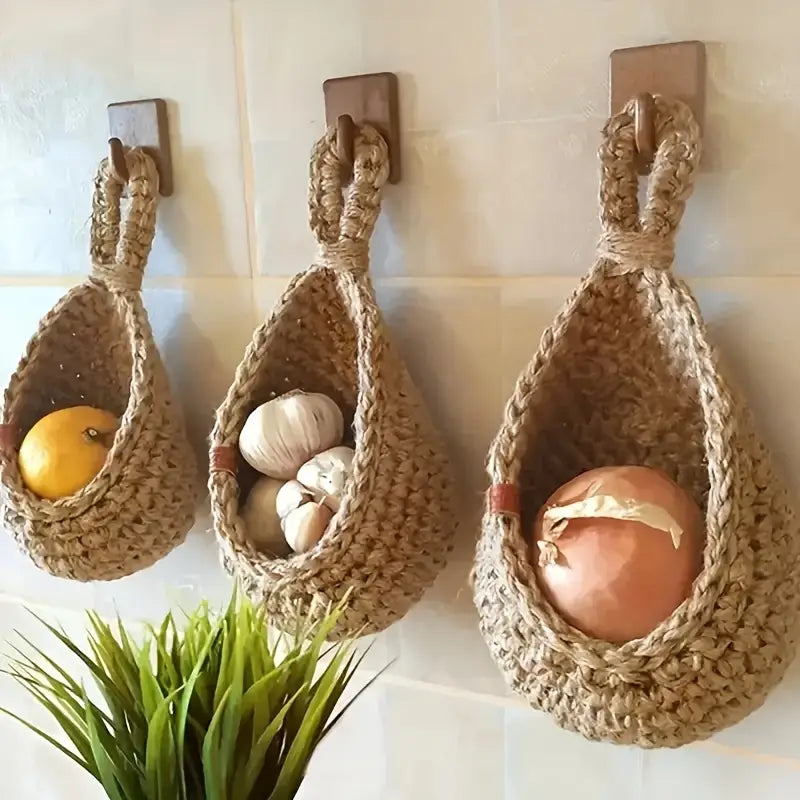 Woven Wall Hanging Basket Set – 3 Piece