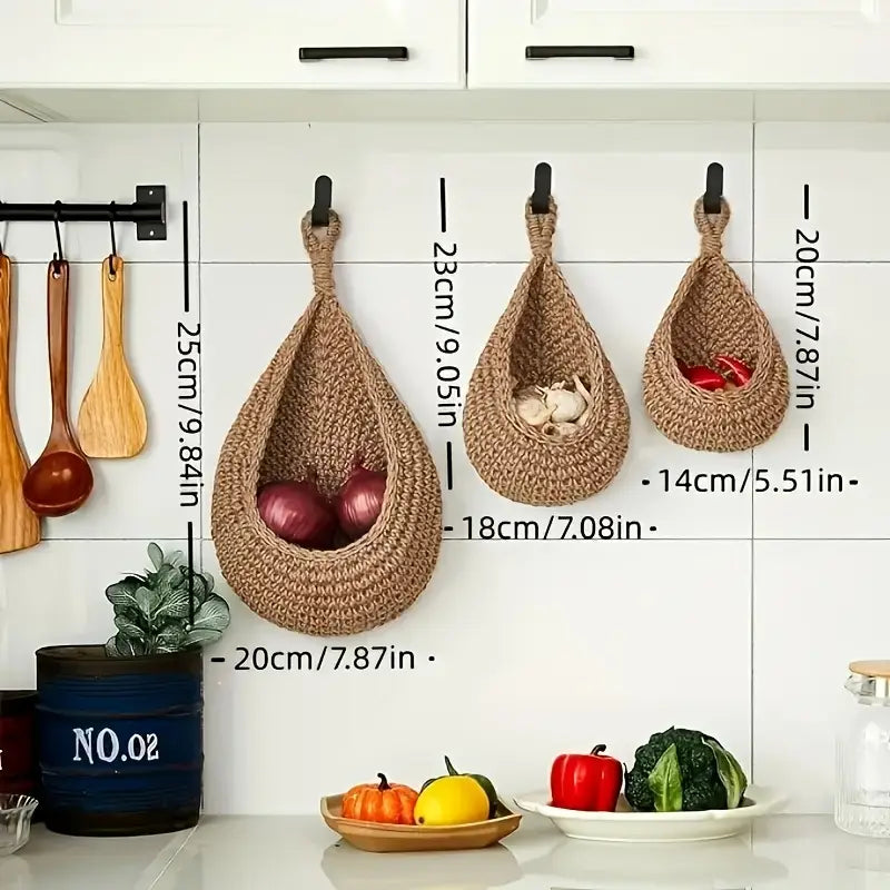 Woven Wall Hanging Basket Set – 3 Piece