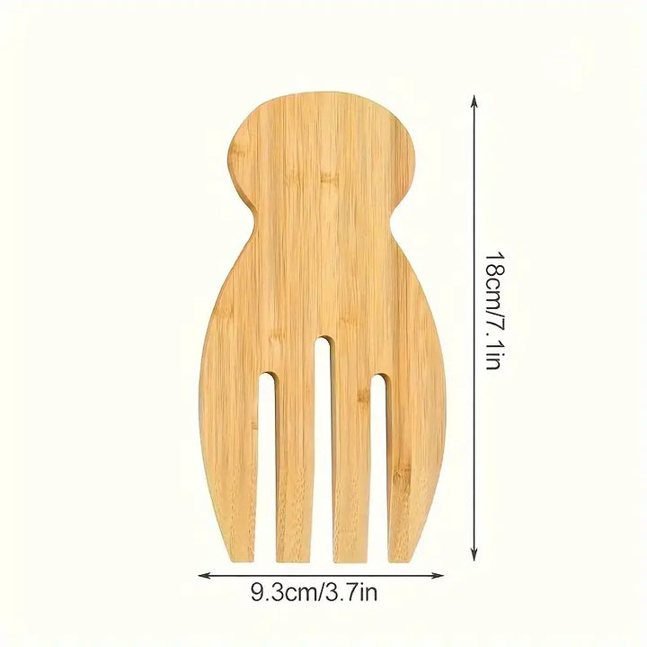 2pcs Bamboo Salad Servers – Wooden Claw-Style Mixing Forks
