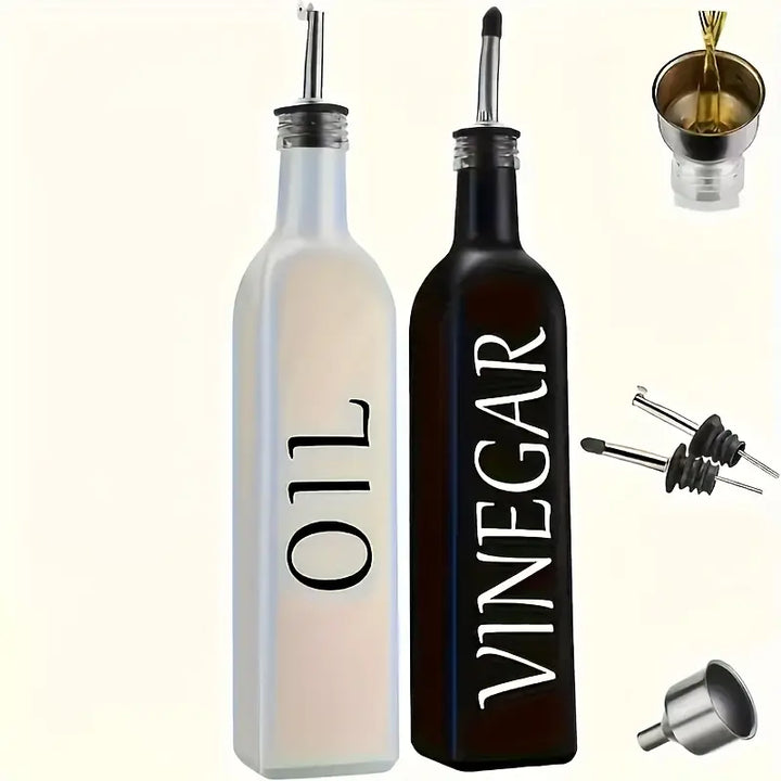 2pcs Glass Oil and Vinegar Dispenser Bottles with Pourer Spouts