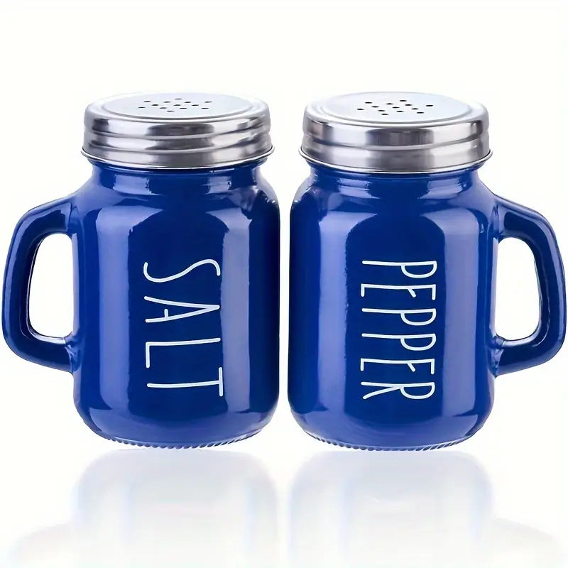 Red Glass Salt and Pepper Shaker Set with Handles