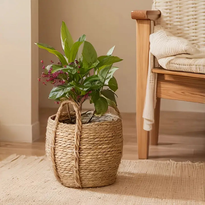 Large Rattan Woven Storage Basket with Handles
