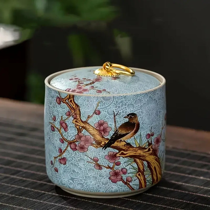 4pcs Decorative Ceramic Tea Canisters with Lids