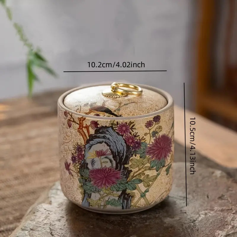 4pcs Decorative Ceramic Tea Canisters with Lids