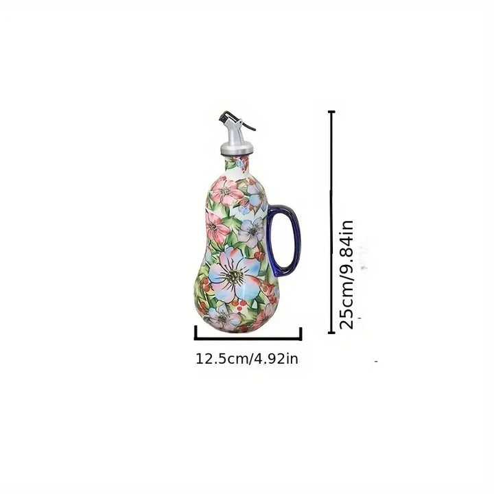 Hand-Painted Ceramic Olive Oil Dispenser with Handle