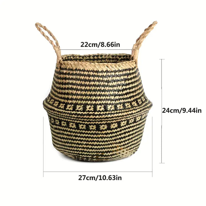 Woven Seagrass Storage Basket with Handles