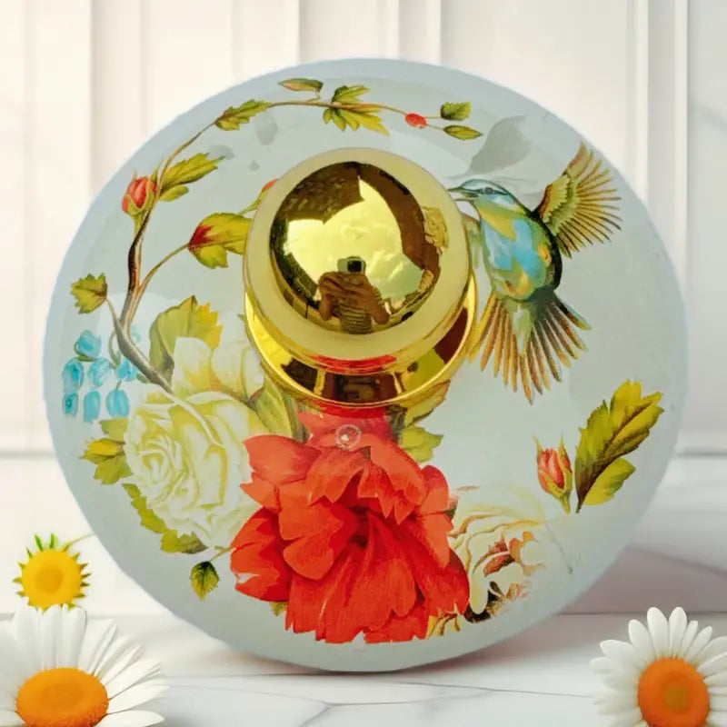 1.2L Enamel Floral Teapot with Gold Handles