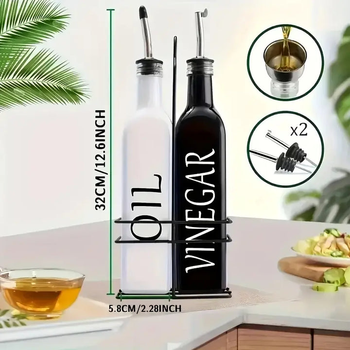 2pcs Glass Oil and Vinegar Dispenser Bottles with Pourer Spouts