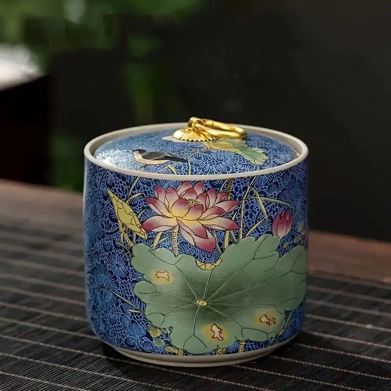 4pcs Decorative Ceramic Tea Canisters with Lids
