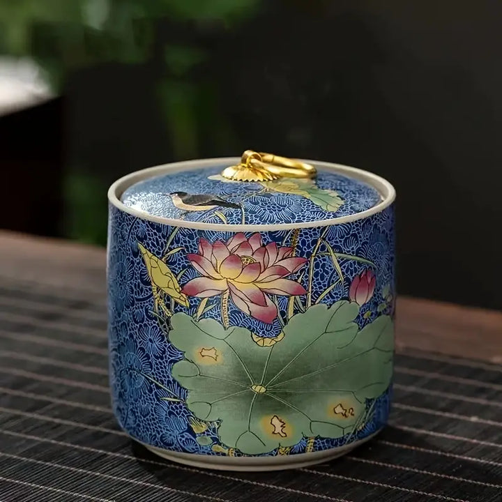 4pcs Decorative Ceramic Tea Canisters with Lids