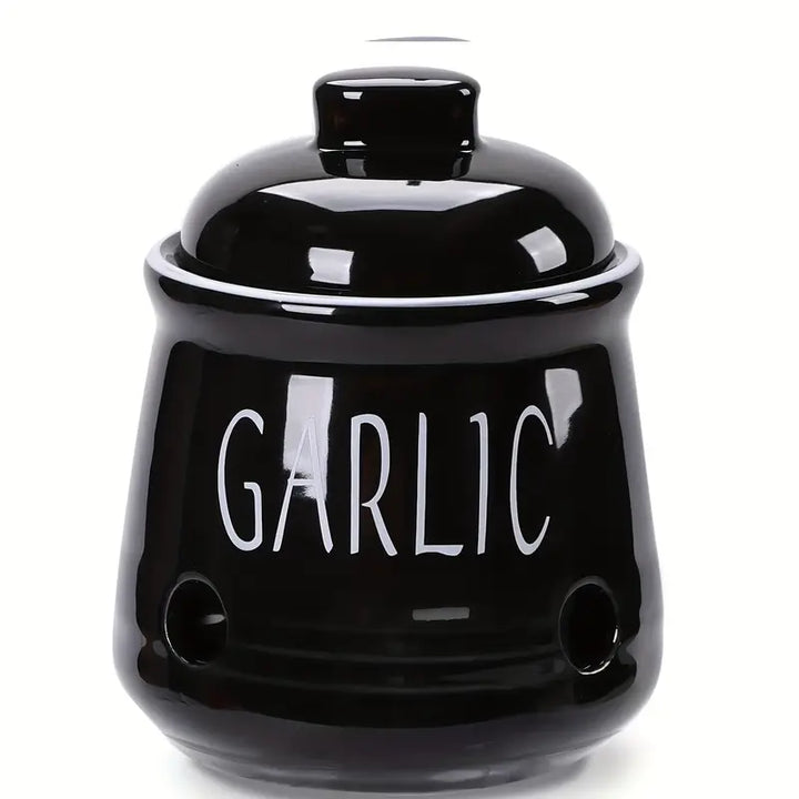 Ceramic Garlic Keeper with Vent Holes and Lid