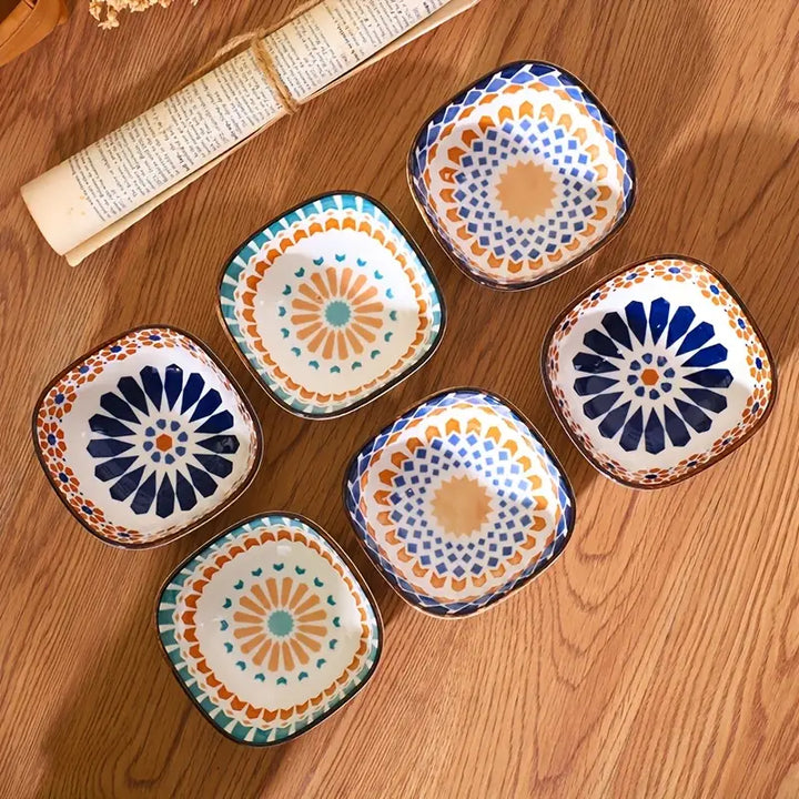 6-Piece Ceramic Dipping Bowl Set with Tray