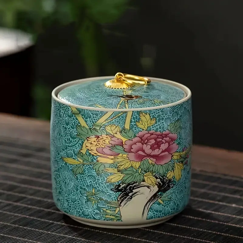 4pcs Decorative Ceramic Tea Canisters with Lids