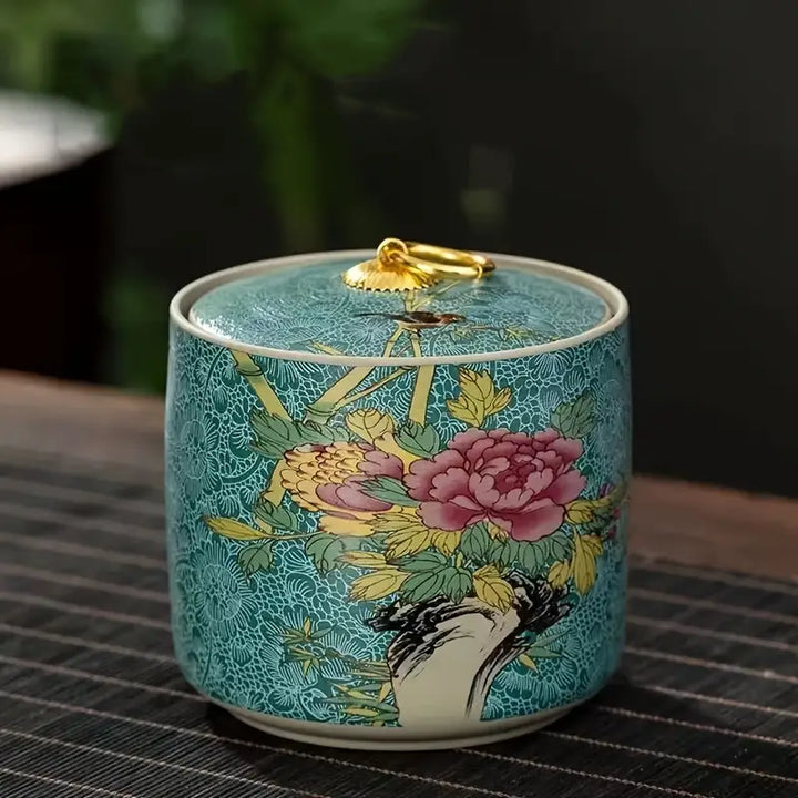 4pcs Decorative Ceramic Tea Canisters with Lids
