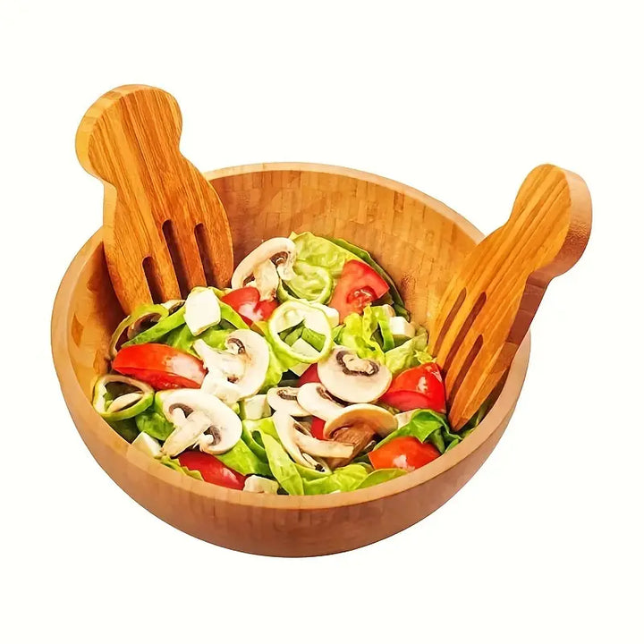 2pcs Bamboo Salad Servers – Wooden Claw-Style Mixing Forks