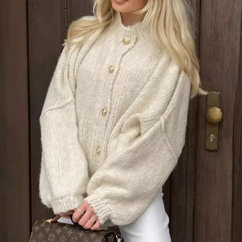 Aurelia Women’s Oversized Knitted Button Up Cardigan