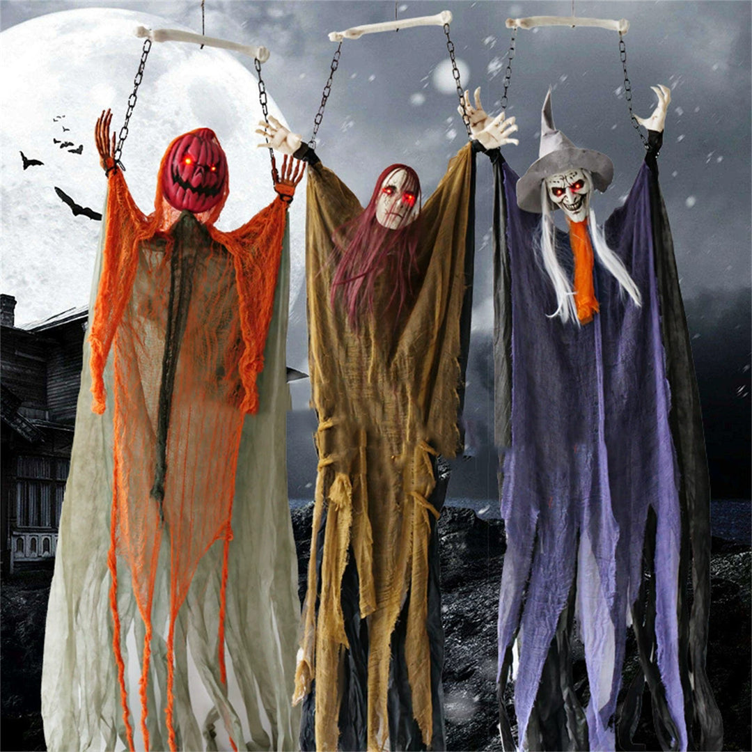 Hanging Witch with Glowing Eyes and Sound Decoration