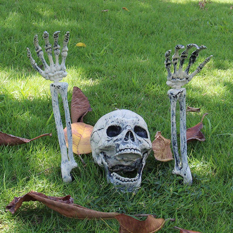 Realistic Skull and Skeleton Arms Outdoor Halloween Decoration