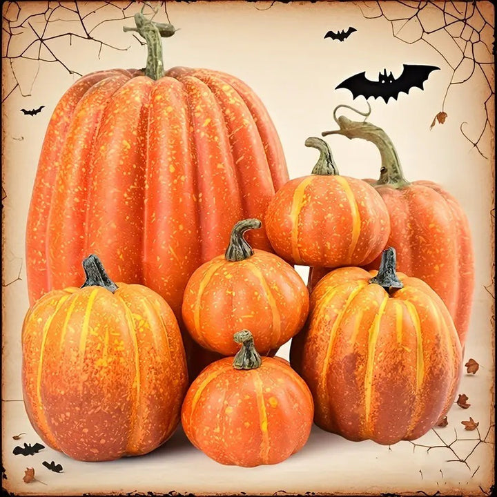 Artificial Pumpkin Decoration Set – 7 Piece Foam Pumpkin