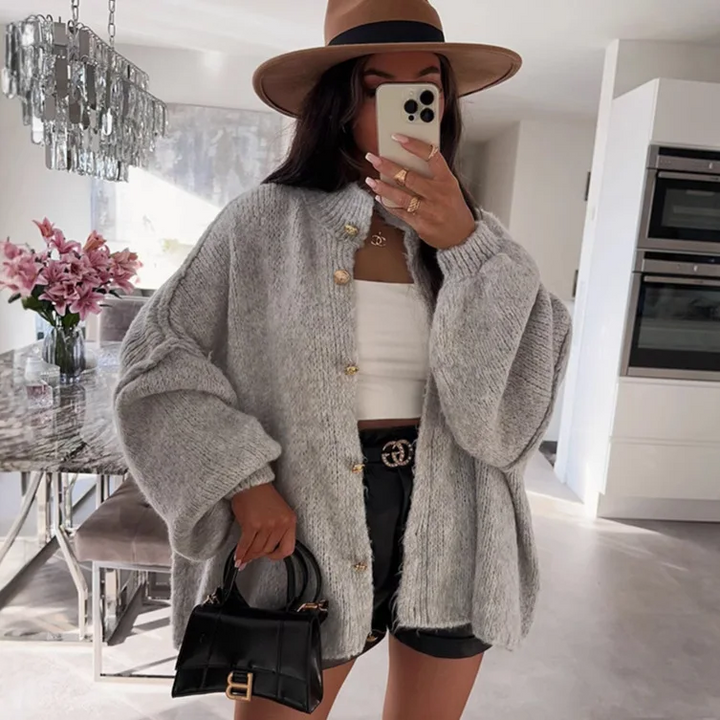 Aurelia Women’s Oversized Knitted Button Up Cardigan