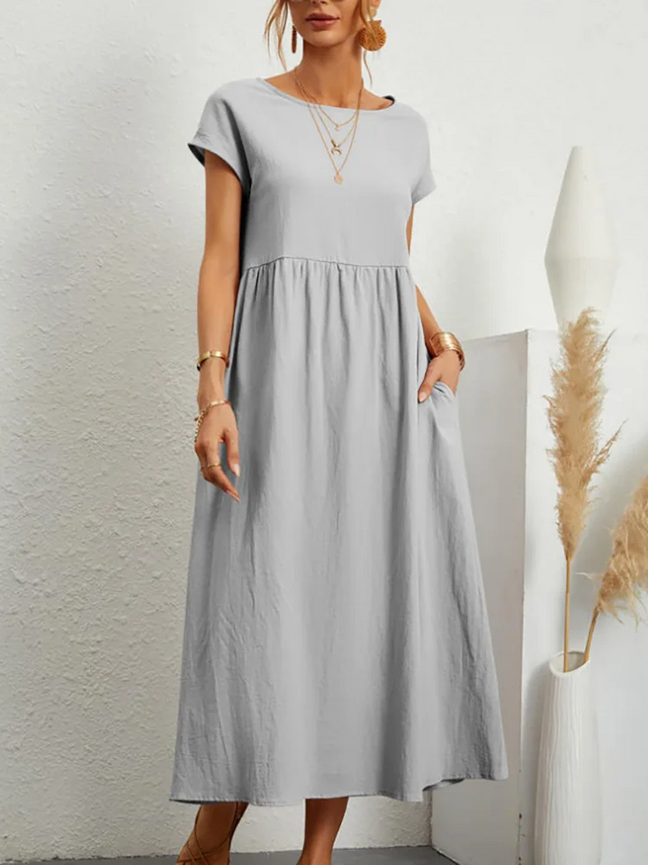 Sevilla Linen Maxi Dress - Short Sleeved and casual