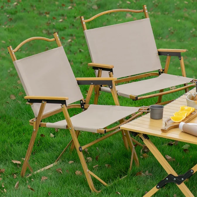 Outdoor Folding Japanese Garden/Camping Chair with Wooden Frame
