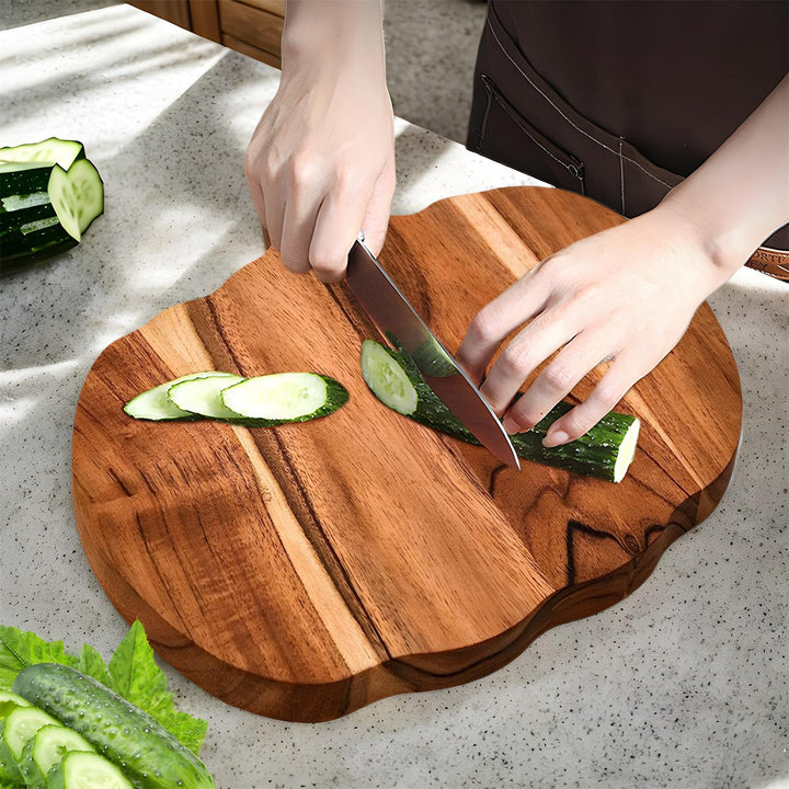 Wooden Pumpkin Shaped Cutting Board and Serving Platter