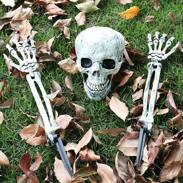 Realistic Skull and Skeleton Arms Outdoor Halloween Decoration