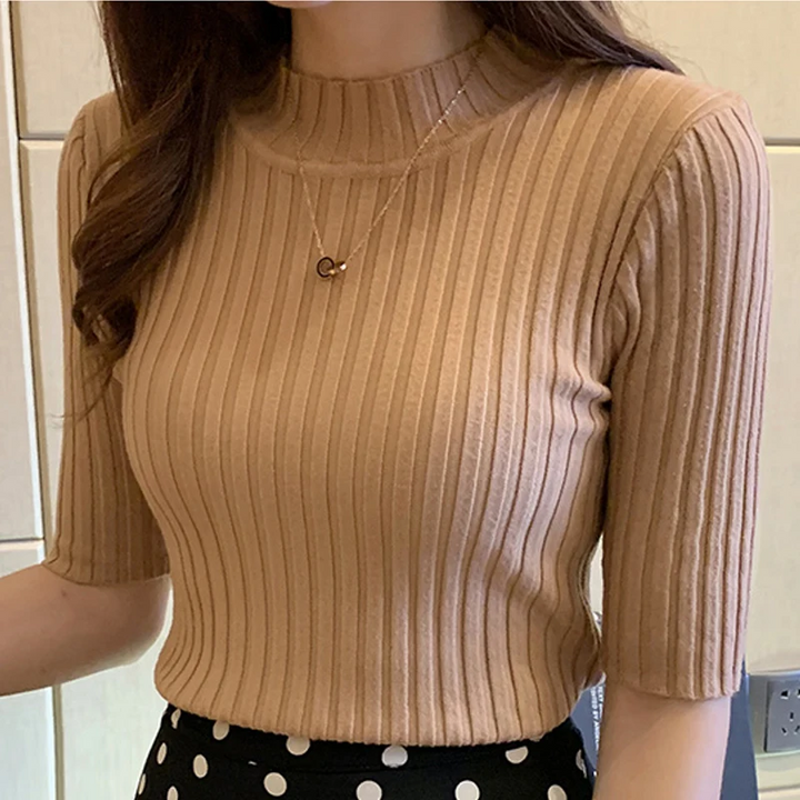 Ribbed Knit Short Sleeve Top