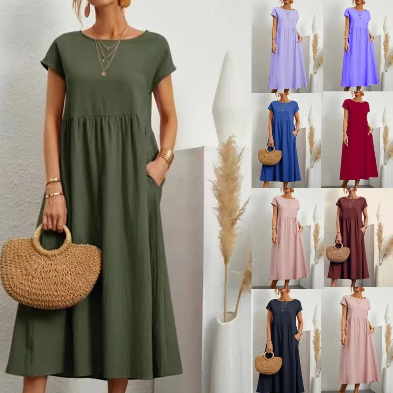 Sevilla Linen Maxi Dress - Short Sleeved and casual