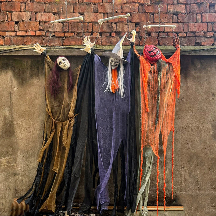 Hanging Witch with Glowing Eyes and Sound Decoration