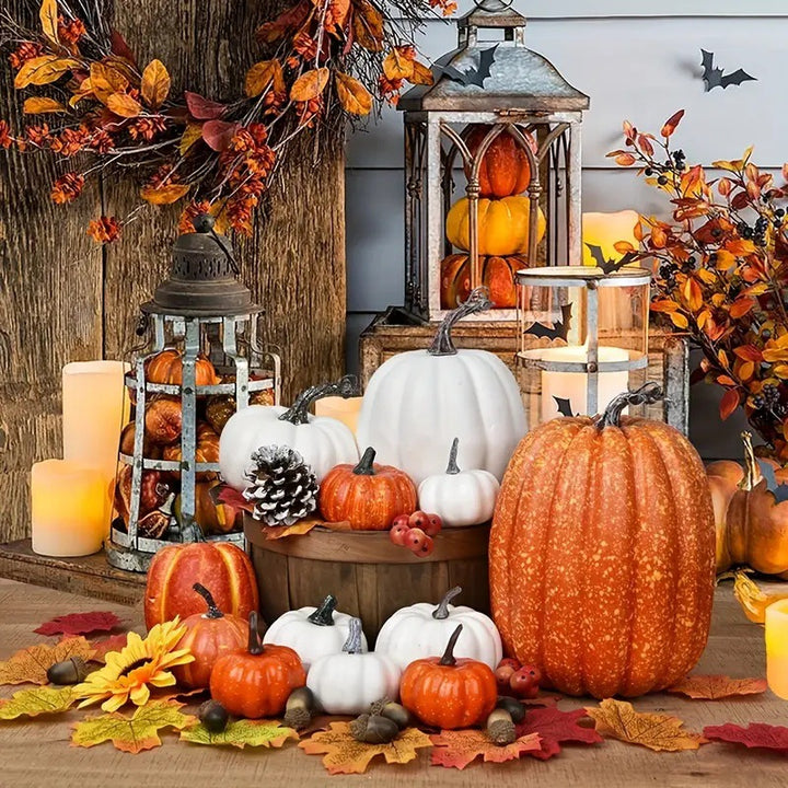 Artificial Pumpkin Decoration Set – 7 Piece Foam Pumpkin
