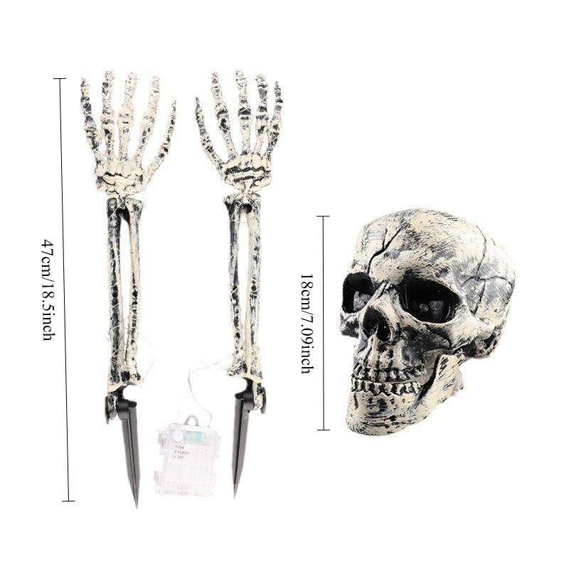 Realistic Skull and Skeleton Arms Outdoor Halloween Decoration