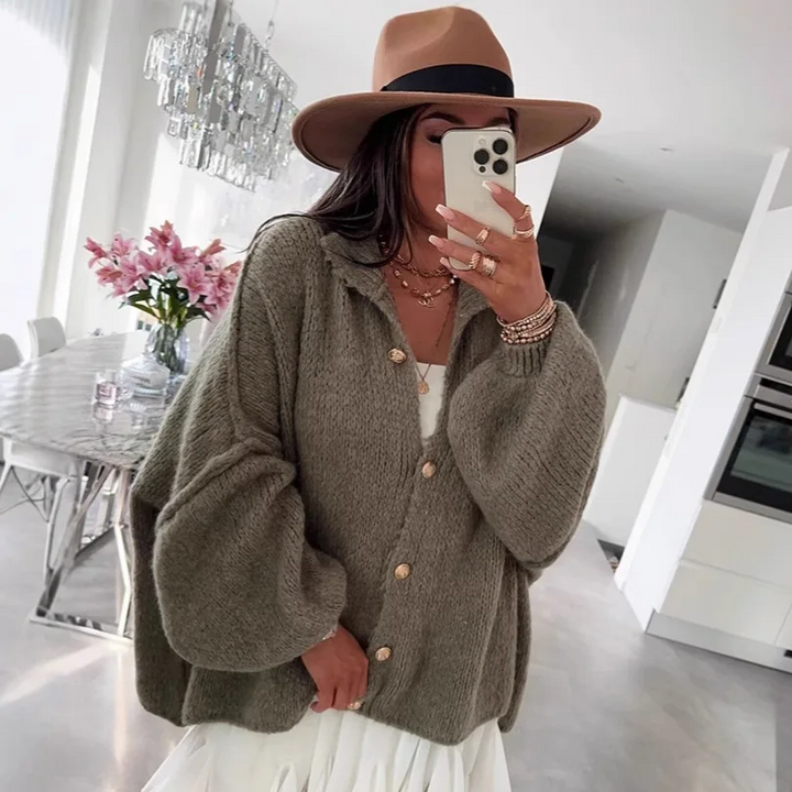 Aurelia Women’s Oversized Knitted Button Up Cardigan