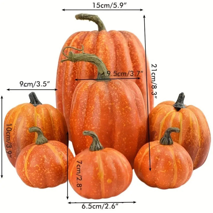 Artificial Pumpkin Decoration Set – 7 Piece Foam Pumpkin