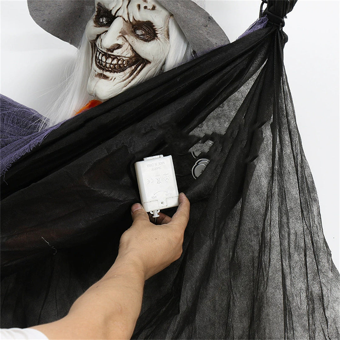 Hanging Witch with Glowing Eyes and Sound Decoration