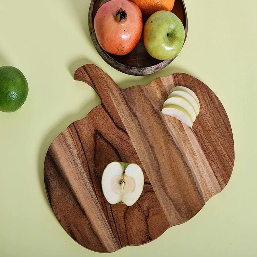 Wooden Pumpkin Shaped Cutting Board and Serving Platter
