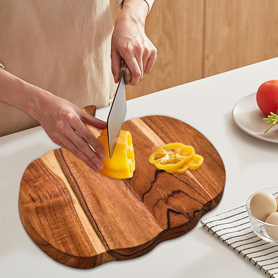 Wooden Pumpkin Shaped Cutting Board and Serving Platter