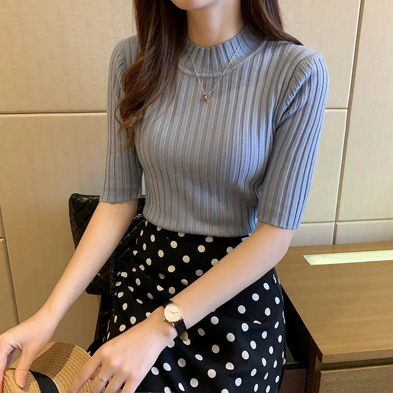 Ribbed Knit Short Sleeve Top