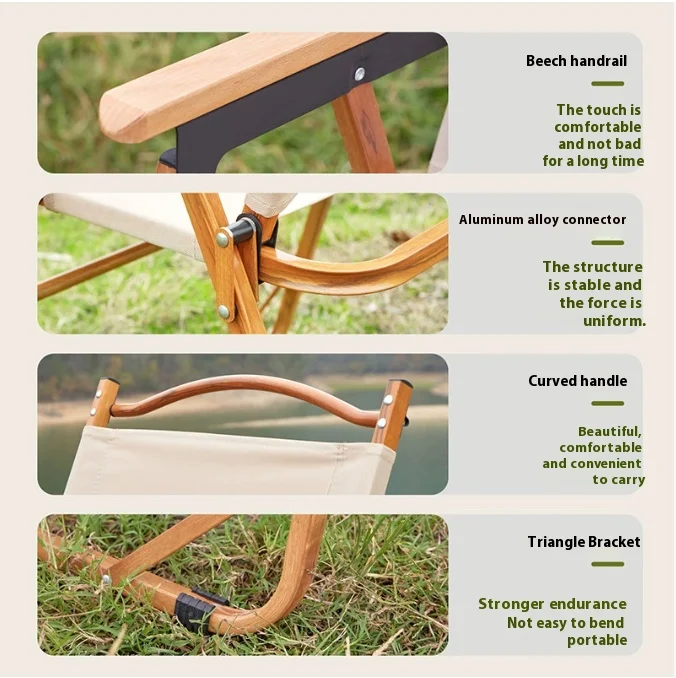 Outdoor Folding Japanese Garden/Camping Chair with Wooden Frame