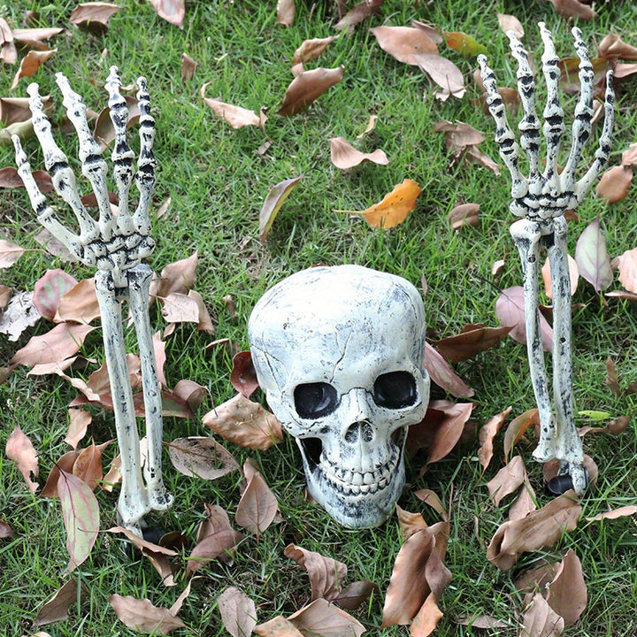 Realistic Skull and Skeleton Arms Outdoor Halloween Decoration