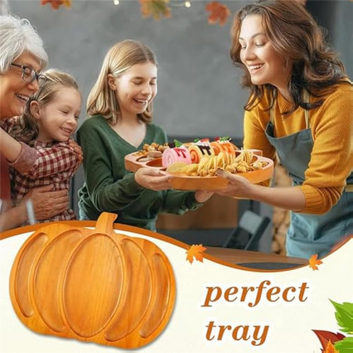 Wooden Pumpkin Serving Board with Handle – Charcuterie & Snack Platter