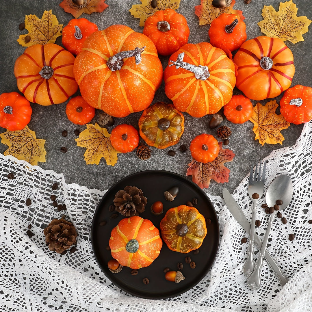 Artificial Pumpkin Decoration Set – 7 Piece Foam Pumpkin