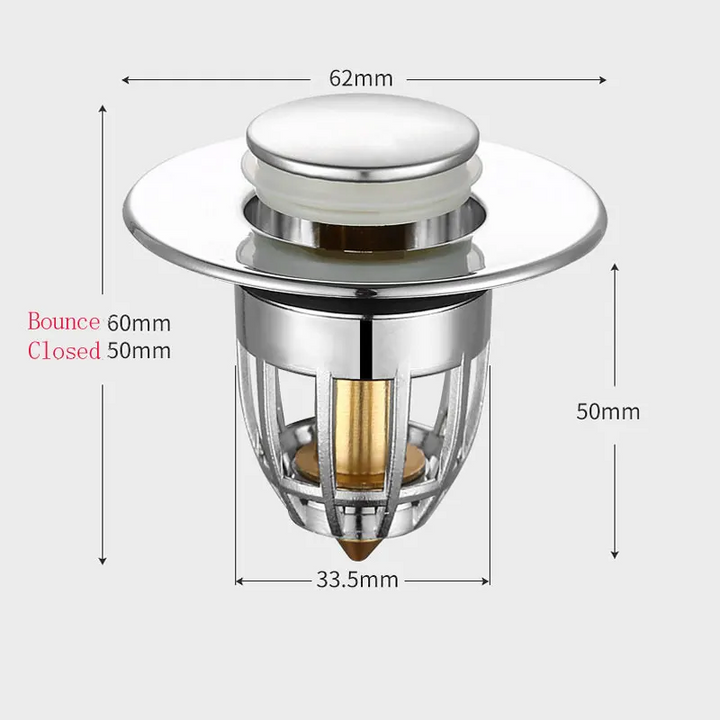 Bathroom Sink Drain Stopper with Built-In Hair Catcher
