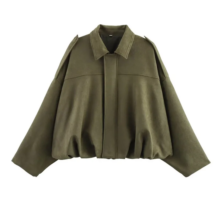 Louisa Women’s Suede Effect Loose Fit Bomber Jacket